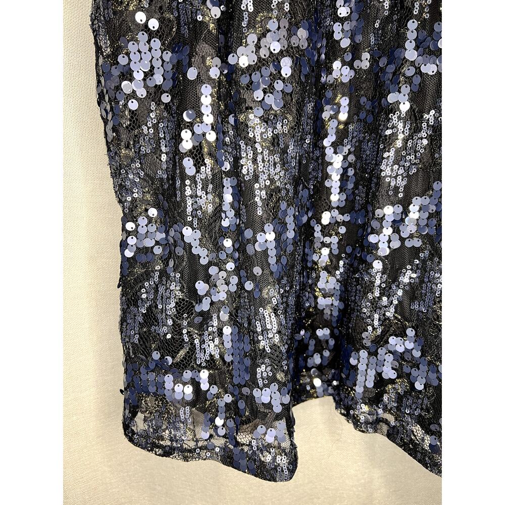 Express Black Silver Sequined Sparkly Sexy Lined Strapless Mini Dress - Picture 5 of 11